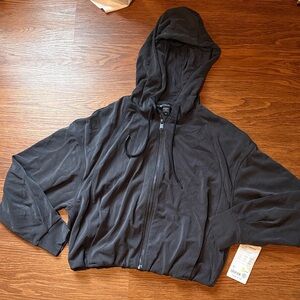 Athleta Charcoal Gray Seasoft Bubble Hem Full Zip